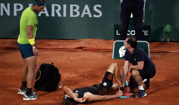 Com desistência de Zverev por lesão, Rafael Nadal avança para a final de Roland Garros 