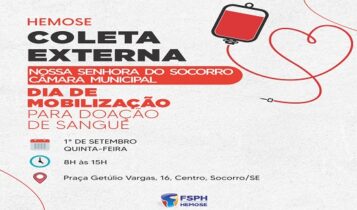 Hemose fará coleta de sangue na Câmara Municipal de Socorro