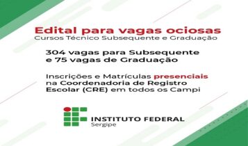 IFS lança 379 vagas em cursos subsequentes e de graduação