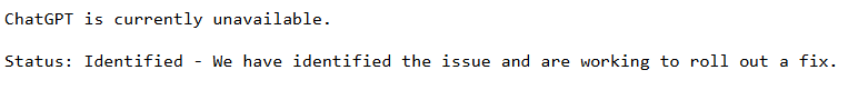 ChatGPT fora do ar? OpenAI diz trabalhar para consertar falha